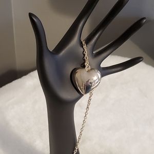 Silver puffed heart necklace